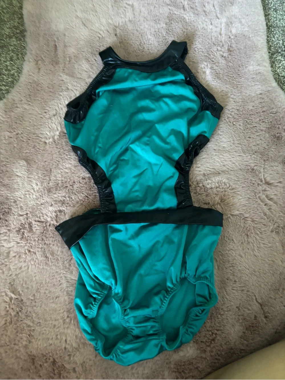 Teal dance leotard/costume with waist cut outs
